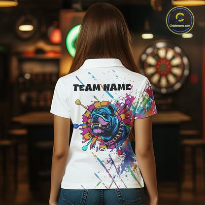 Custom Red Grim Reaper Grunge Black Dart Polo Shirts For Women Skull Dart League Jerseys NYN2182