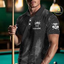 Load image into Gallery viewer, Grey Grunge Ball Pool Men Billiard Polo &amp; 1/4-Zip Shirt Custom 8 Balls Billiard Team Jerseys NYN2443