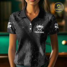 Load image into Gallery viewer, Grey Grunge Ball Pool Women Billiard Polo &amp; 1/4-Zip Shirt Custom 8 Balls Billiard Team Jerseys NYN2443