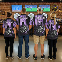 Load image into Gallery viewer, Purple US Flag Grunge Dartboard &amp; Arrow Men Darts 1/4-Zip Shirts Custom Dart Team Jerseys NYN2444