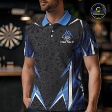 Load image into Gallery viewer, Black And Blue Flames Dartboard Men Darts 1/4-Zip Shirts Custom Fire Flame Dart Team Jerseys NYN2445