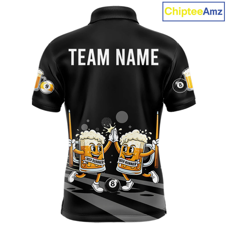 Funny Beer Couple Play Pool 8 Ball Men's Billiard Team Shirt Custom Billiard Polo & 1/4 Zip Attire NYN2666