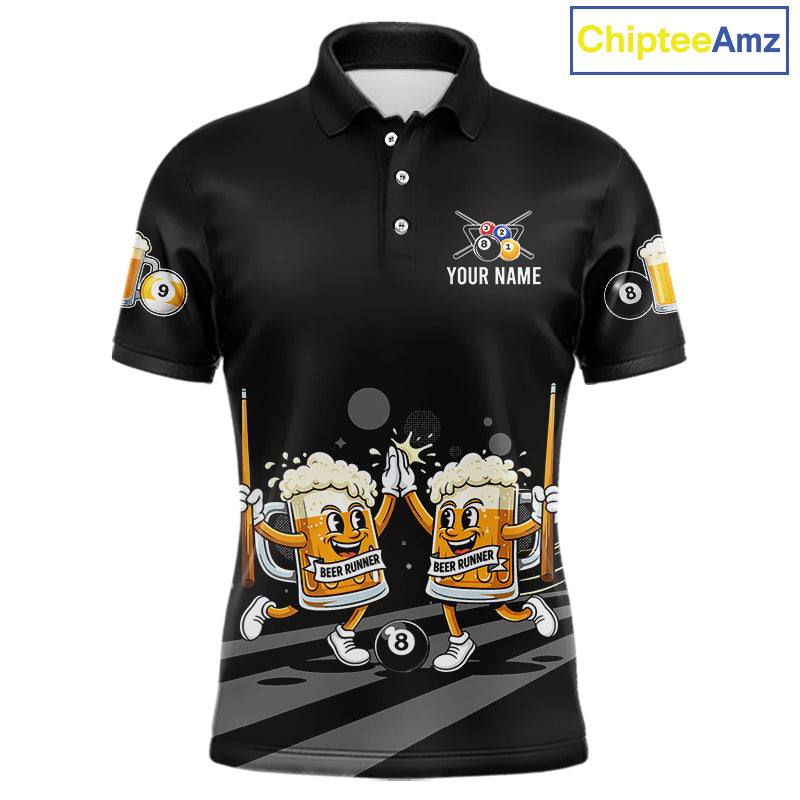 Funny Beer Couple Play Pool 8 Ball Men's Billiard Team Shirt Custom Billiard Polo & 1/4 Zip Attire NYN2666