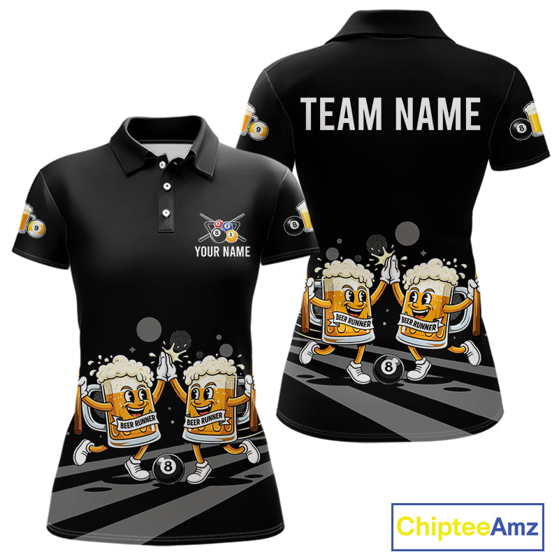 Funny Beer Couple Play Pool 8 Ball Women's Billiard Team Shirt Custom Billiard Polo & 1/4 Zip Attire NYN2666