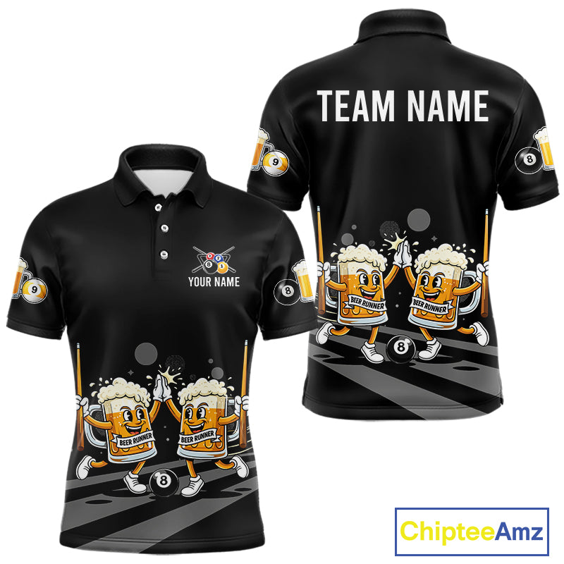 Funny Beer Couple Play Pool 8 Ball Men's Billiard Team Shirt Custom Billiard Polo & 1/4 Zip Attire NYN2666