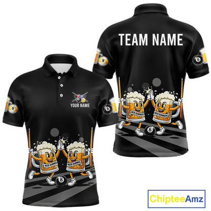 Funny Beer Couple Play Pool 8 Ball Men's Billiard Team Shirt Custom Billiard Polo & 1/4 Zip Attire NYN2666