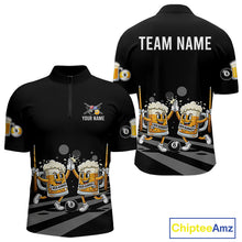 Load image into Gallery viewer, Funny Beer Couple Play Pool 8 Ball Men's Billiard Team Shirt Custom Billiard Polo &amp; 1/4 Zip Attire NYN2666
