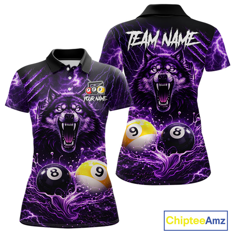 Custom Purple Horrors Wolf Smokes Pool 8 Ball & 9 Ball Women's Billiard Team Shirt Billiard Attire NYN2669