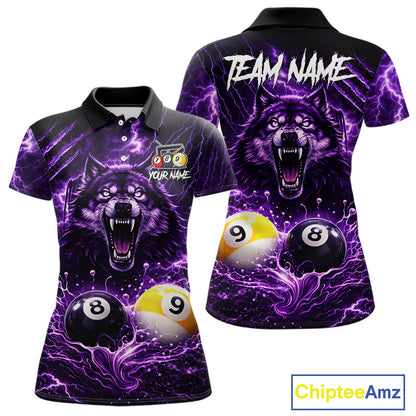 Custom Purple Horrors Wolf Smokes Pool 8 Ball & 9 Ball Women's Billiard Team Shirt Billiard Attire NYN2669