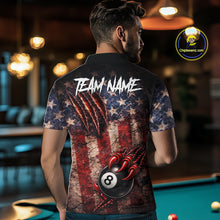 Load image into Gallery viewer, Personalized Cracked US Flag Grunge Claws Pool 8 Ball Men's Billiard Team Shirt Billiard Attire NYN2672
