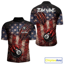 Load image into Gallery viewer, Personalized Cracked US Flag Grunge Claws Pool 8 Ball Men's Billiard Team Shirt Billiard Attire NYN2672