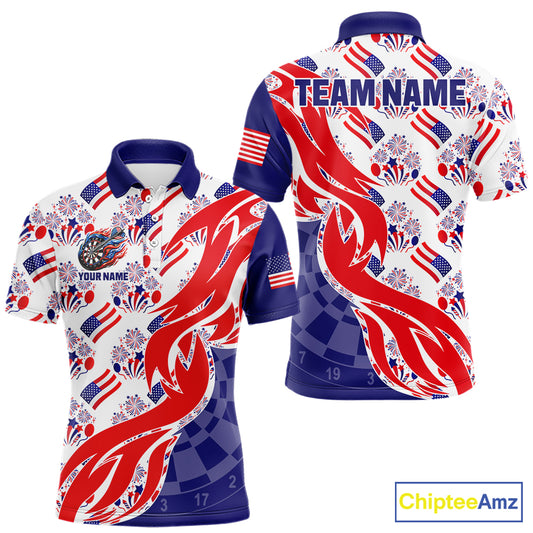 Custom America Flag Dart Polo & Quarter-Zip Shirt For Men Patriotic USA Dart Jerseys NYN2824