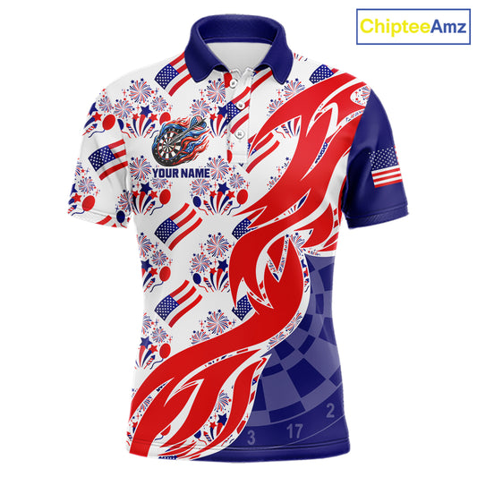 Custom America Flag Dart Polo & Quarter-Zip Shirt For Men Patriotic USA Dart Jerseys NYN2824