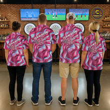 Load image into Gallery viewer, Custom Pink Blue Paint Dartboard &amp; Arrow Polo &amp; Quarter-Zip Shirt For Men Outfits Dart Jerseys NYN2825
