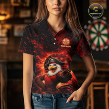 Load image into Gallery viewer, Funny Pirate Rooster Women Darts Polo &amp; 1/4-Zip Shirt Personalized Red Splatter Paint Dart Team Jersey NYN3031