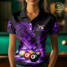 Load image into Gallery viewer, Purple Funny Dragon Thunder Ball Pool Billiard Team Shirt For Women Custom Billiards Ball Attire NYN3042