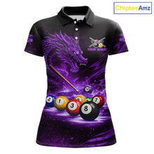 Load image into Gallery viewer, Purple Funny Dragon Thunder Ball Pool Billiard Team Shirt For Women Custom Billiards Ball Attire NYN3042