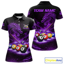 Load image into Gallery viewer, Purple Funny Dragon Thunder Ball Pool Billiard Team Shirt For Women Custom Billiards Ball Attire NYN3042