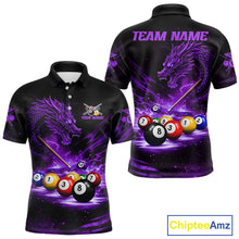 Load image into Gallery viewer, Purple Funny Dragon Thunder Ball Pool Billiard Team Shirt For Men Custom Billiards Ball Attire NYN3042