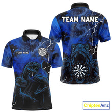 Load image into Gallery viewer, Personalized Blue Smoking Funny Dinosaurs Mens Darts Shirt Custom Grunge Outfits Dart Jerseys NYN3204