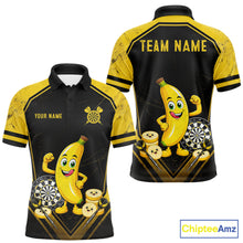 Load image into Gallery viewer, Funny Banana Mascot Black And Yellow Darts Jersey For Men Custom Polo &amp; 1/4 Zip Darts Team Shirts NYN3206