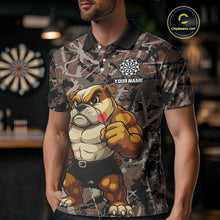 Load image into Gallery viewer, Golden Ochre Bulldog With Arrows Men's Grunge Darts Shirt - Custom Name For Players NYN0504