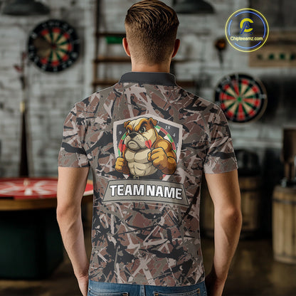 Golden Ochre Bulldog With Arrows Men's Grunge Darts Shirt - Custom Name For Players NYN0504