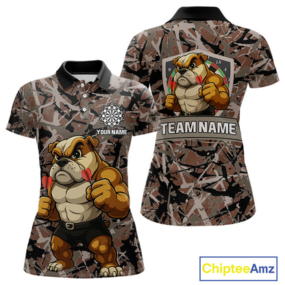Golden Ochre Bulldog With Arrows Women's Grunge Darts Shirt - Custom Name For Players NYN0504