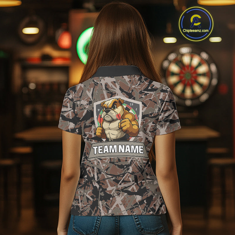 Golden Ochre Bulldog With Arrows Women's Grunge Darts Shirt - Custom Name For Players NYN0504