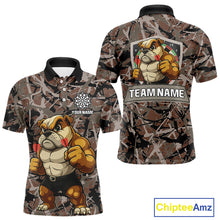 Load image into Gallery viewer, Golden Ochre Bulldog With Arrows Men's Grunge Darts Shirt - Custom Name For Players NYN0504