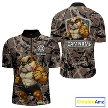 Load image into Gallery viewer, Golden Ochre Bulldog With Arrows Men's Grunge Darts Shirt - Custom Name For Players NYN0504
