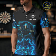 Load image into Gallery viewer, Blue The Reaper Men's Darts Shirt Flame Skulls Team Jersey - Custom Name For Players NYN0507