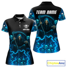 Load image into Gallery viewer, Blue The Reaper Women&#39;s Darts Shirt Flame Skulls Team Jersey - Custom Name For Players NYN0507