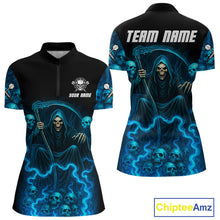 Load image into Gallery viewer, Blue The Reaper Women&#39;s Darts Shirt Flame Skulls Team Jersey - Custom Name For Players NYN0507
