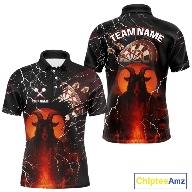 Flaming Goat Lightning Dartboard Men's Darts Team Shirt - Custom Name For Players NYN0509