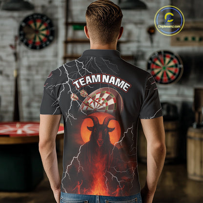 Flaming Goat Lightning Dartboard Men's Darts Team Shirt - Custom Name For Players NYN0509