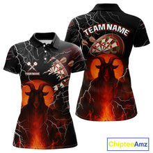 Load image into Gallery viewer, Flaming Goat Lightning Dartboard Women's Darts Team Shirt - Custom Name For Players NYN0509