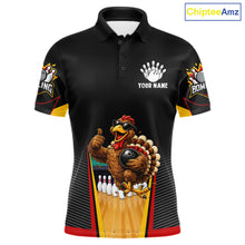 Load image into Gallery viewer, Funny Rooster Black &amp; Red Bowling Polo Quarter-Zip Shirt For Men Custom Bowling Team Jersey NYN3750