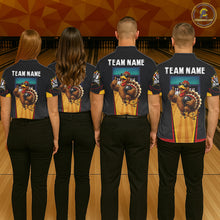 Load image into Gallery viewer, Funny Rooster Black &amp; Red Bowling Polo Quarter-Zip Shirt For Men Custom Bowling Team Jersey NYN3750