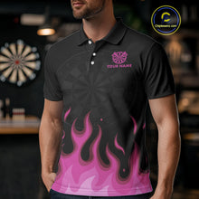 Load image into Gallery viewer, Custom Pink Flames Skull Dartboard Polo Darts Shirt For Men Outfit Dart Team Jersey NYN0996