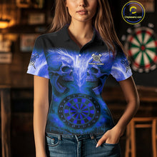 Load image into Gallery viewer, Custom Lightning Orange Skulls Dartboard Polo Darts Shirt For Women Outfit Dart Team Jersey NYN1005