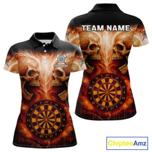 Load image into Gallery viewer, Custom Lightning Blue Skulls Dartboard Polo Darts Shirt For Women Outfit Dart Team Jersey NYN1006