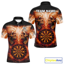 Load image into Gallery viewer, Custom Lightning Blue Skulls Dartboard Polo Darts Shirt For Men Outfit Dart Team Jersey NYN1006