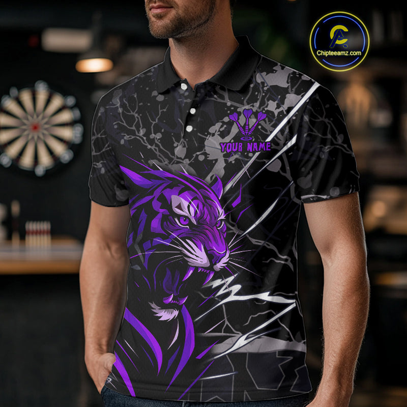 Men's Polo Dart Shirt Purple Fierce Tiger Dartboard Personalized Darts Jerseys Outfits NYN1015