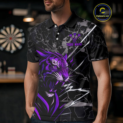 Men's Polo Dart Shirt Purple Fierce Tiger Dartboard Personalized Darts Jerseys Outfits NYN1015