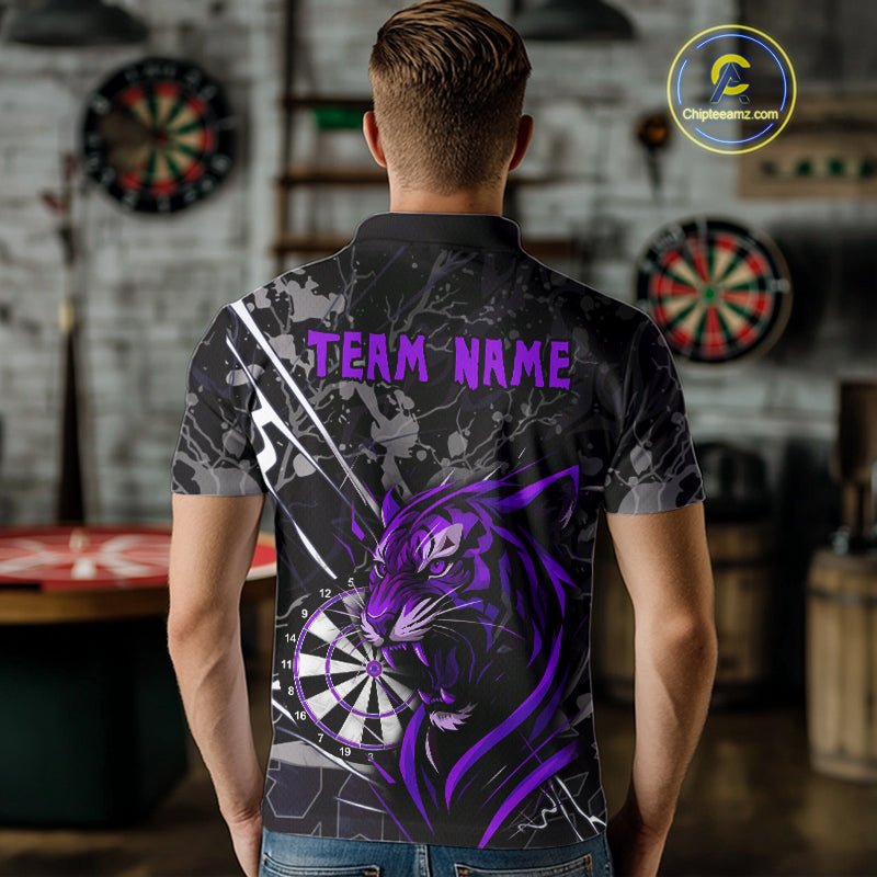 Men's Polo Dart Shirt Purple Fierce Tiger Dartboard Personalized Darts Jerseys Outfits NYN1015
