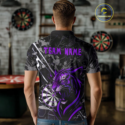 Men's Polo Dart Shirt Purple Fierce Tiger Dartboard Personalized Darts Jerseys Outfits NYN1015