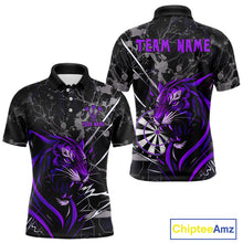 Load image into Gallery viewer, Men's Polo Dart Shirt Purple Fierce Tiger Dartboard Personalized Darts Jerseys Outfits NYN1015