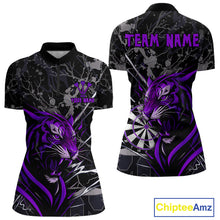 Load image into Gallery viewer, Women's 1/4-Zip Dart Shirt Purple Fierce Tiger Dartboard Personalized Darts Jerseys Outfits NYN1015