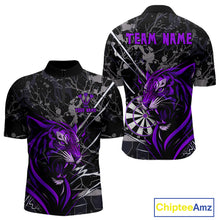 Load image into Gallery viewer, Men's 1/4-Zip Dart Shirt Purple Fierce Tiger Dartboard Personalized Darts Jerseys Outfits NYN1015